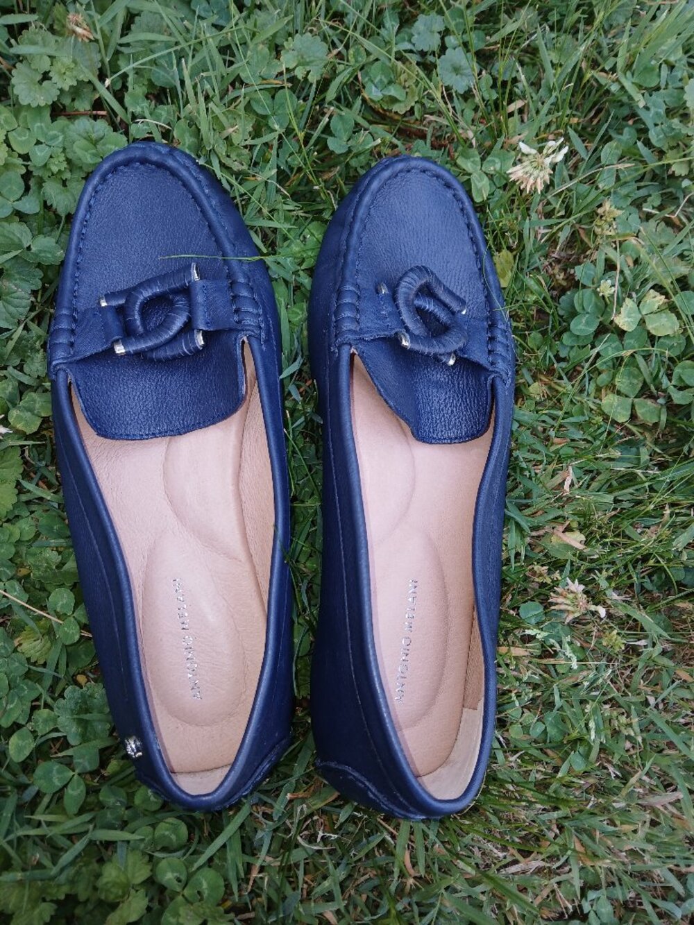Antonio Melani Vessel Blue All Leather Cushioned Driving Moccasins Callan sz 7.5